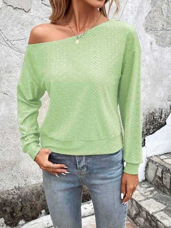 Long Sleeve Relaxed Asymmetric Panel Detail One Shoulder T-Shirt