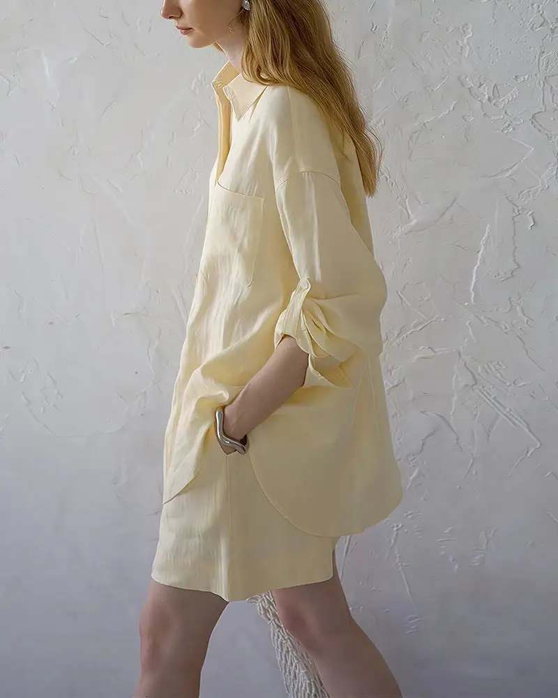 Breezy Linen Oversized Shirt and Shorts Matching Set