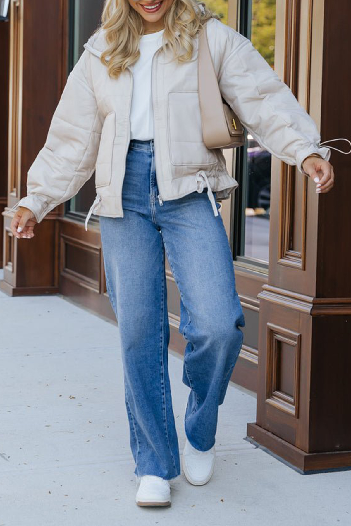 Beige Simple Down Jacket