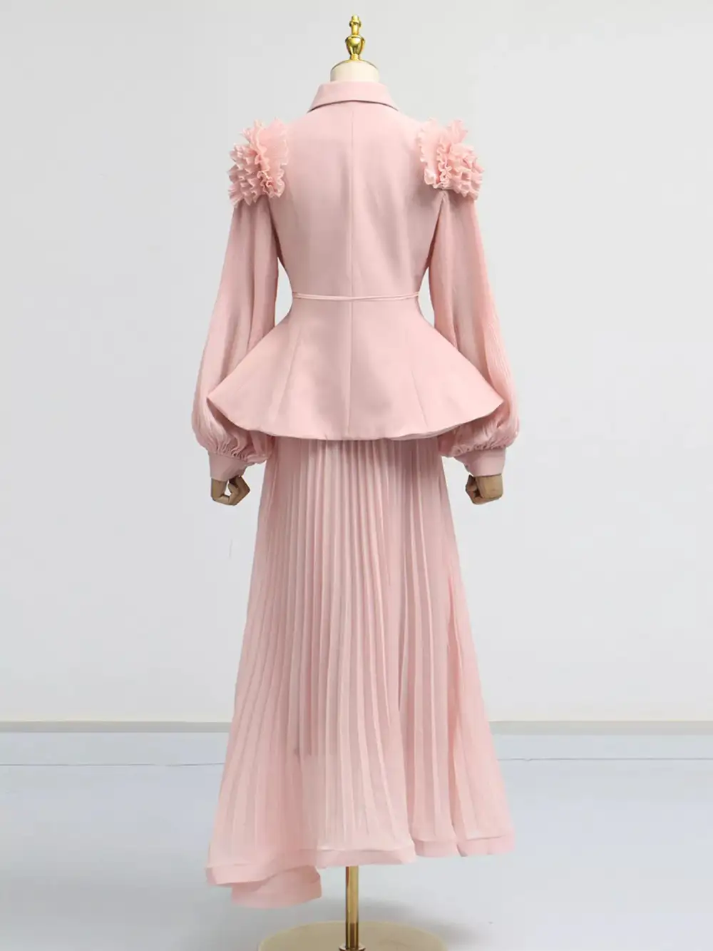 Textured Collared Button Front Detail Coordinated Set