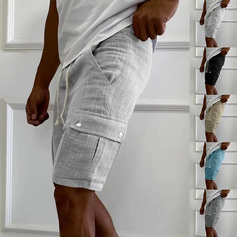 Men's Lightweight Woven Cargo Shorts with a Drawstring Waist for Casual Styling