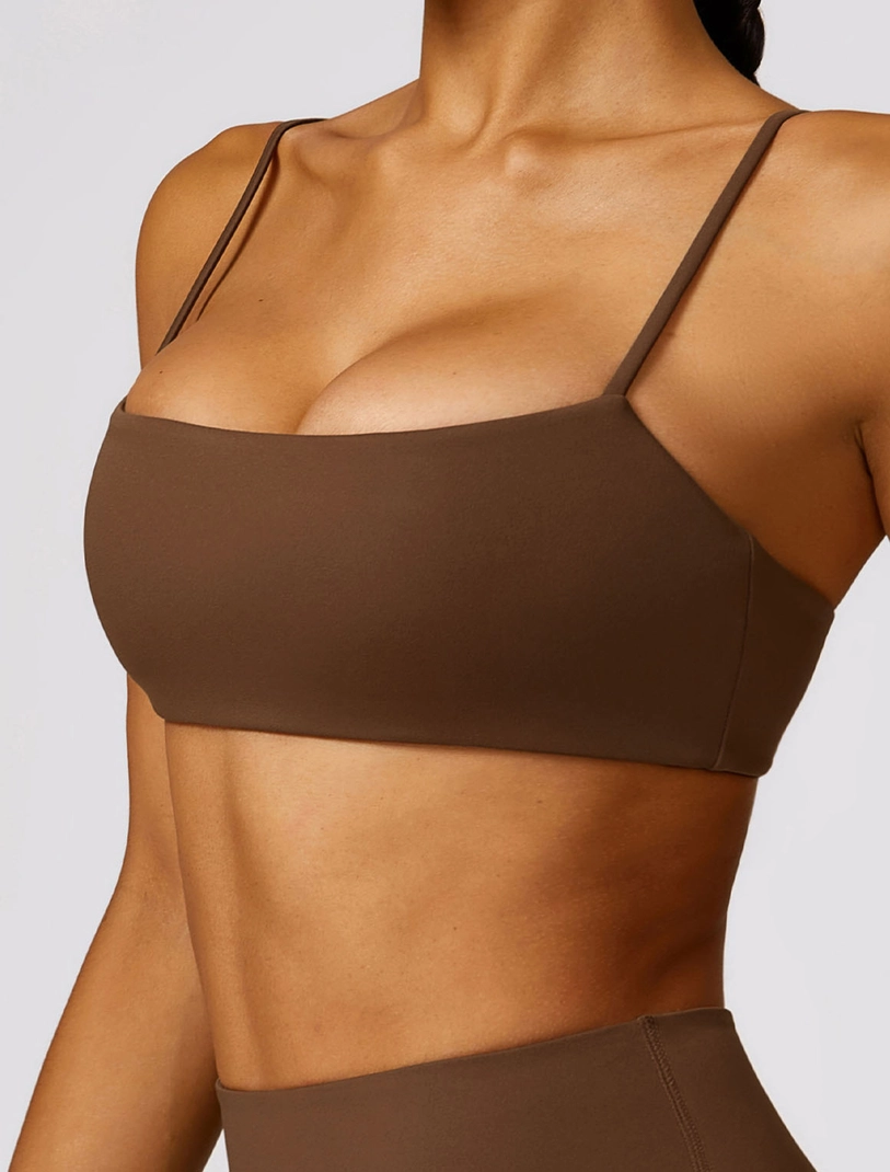 Square Neck Thin Strap Sports Bra