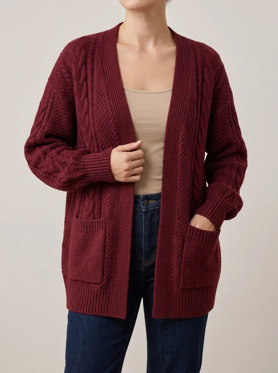 Relaxed Cable Knit Cardigan