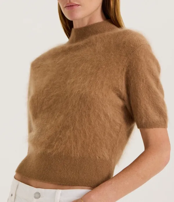 Cognac Cropped Turtleneck Tee