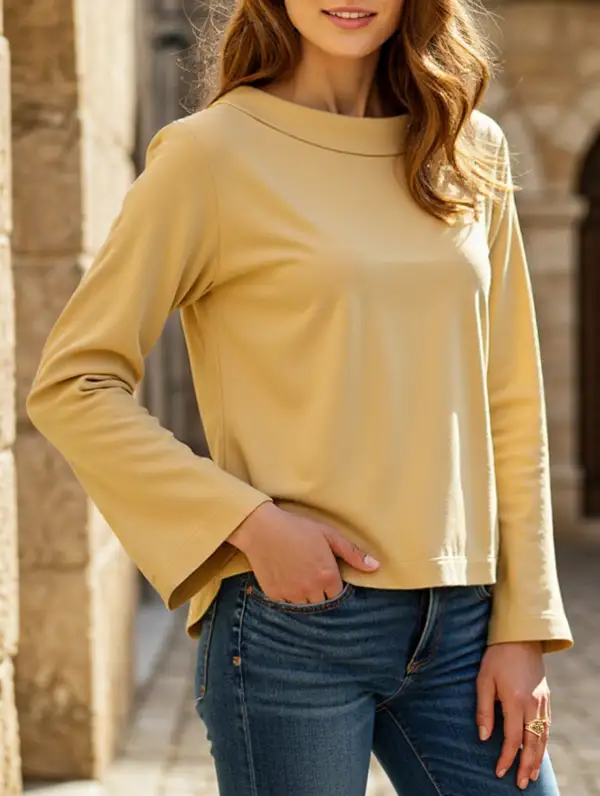 Long-Sleeved Crew Neck Tee