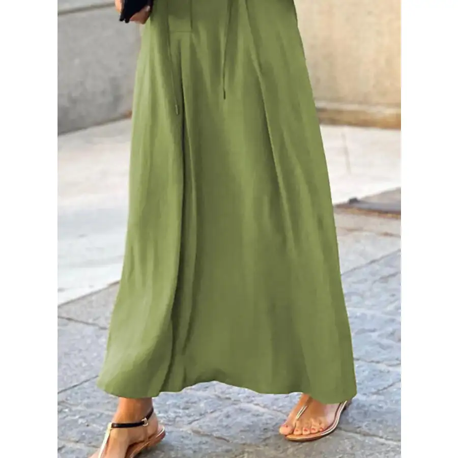 Full Size Solid Color Maxi Shirt Dress Plus Size