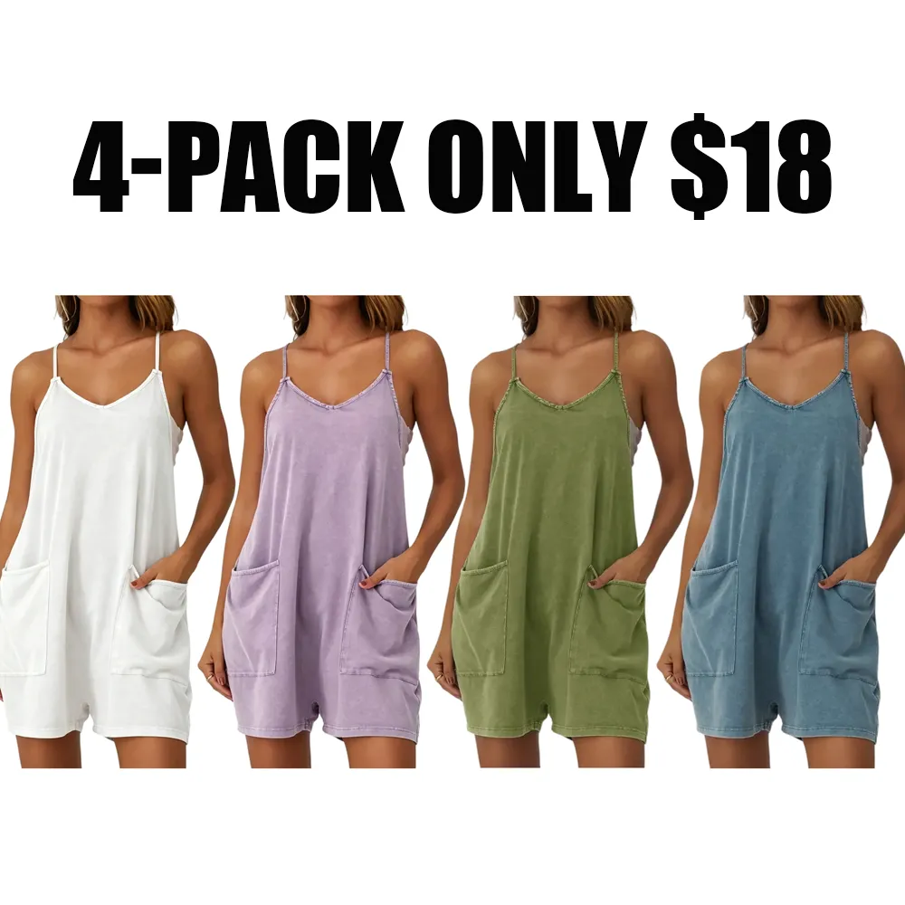 Women's Vintage Acid Wash Pocket Romper