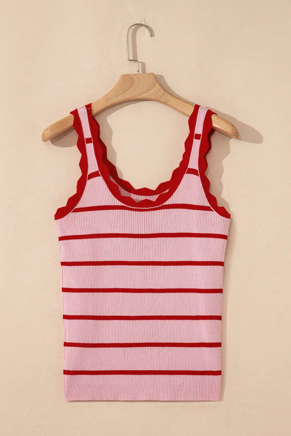 Striped Scalloped Edge U-Neck Sweater Vest