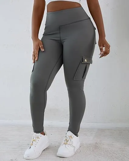 Women‘s Butt Lifting Leggings with Flap Pockets High Waist