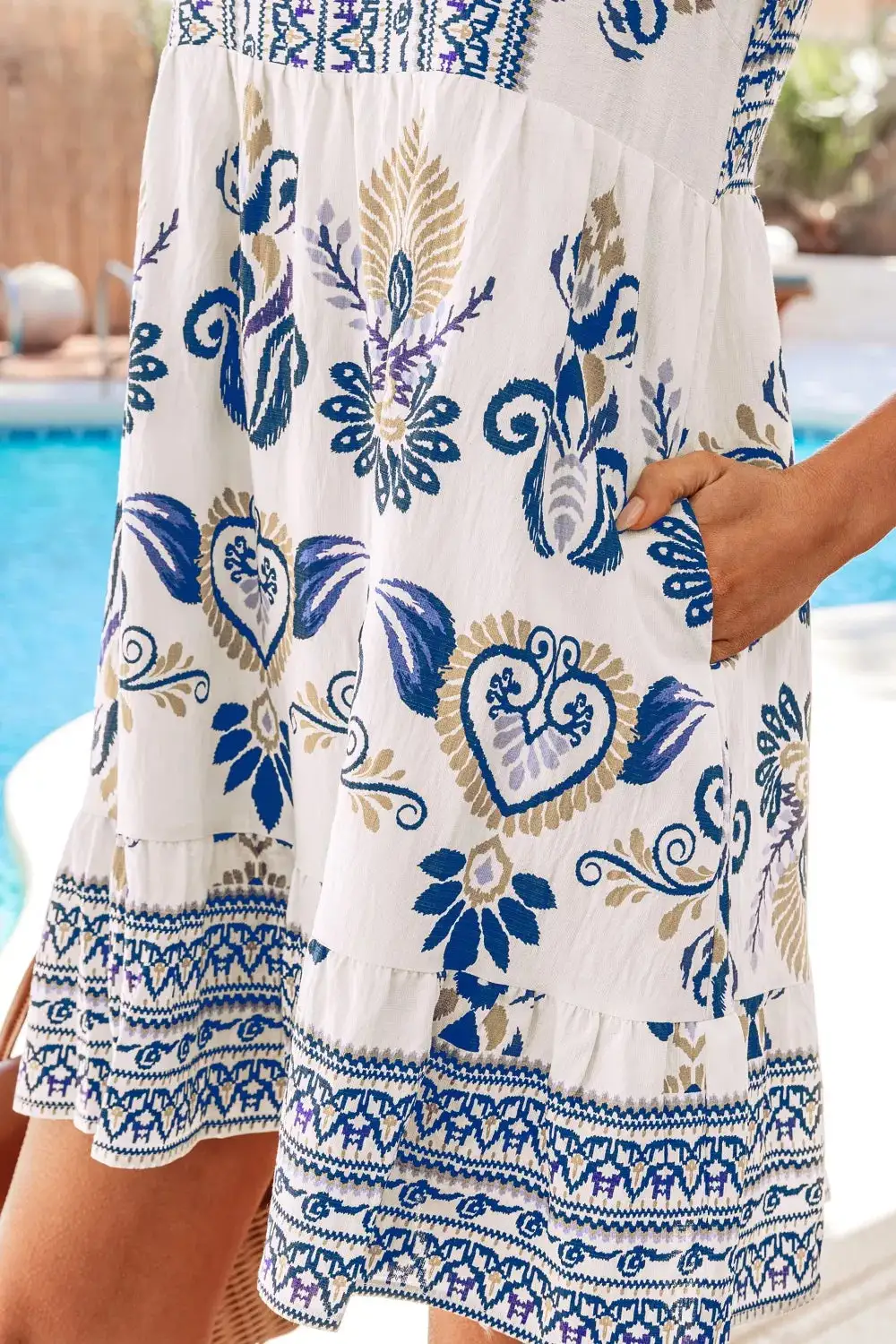Floral Printed Split Neck Mini Dress