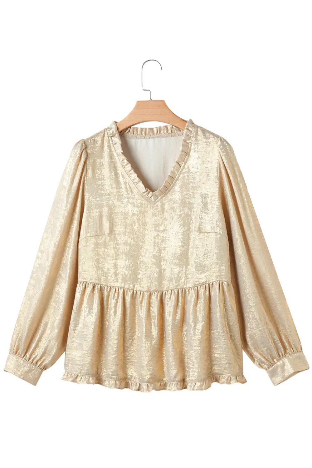 Layered Velvet Frilled Puff Sleeve Blouse