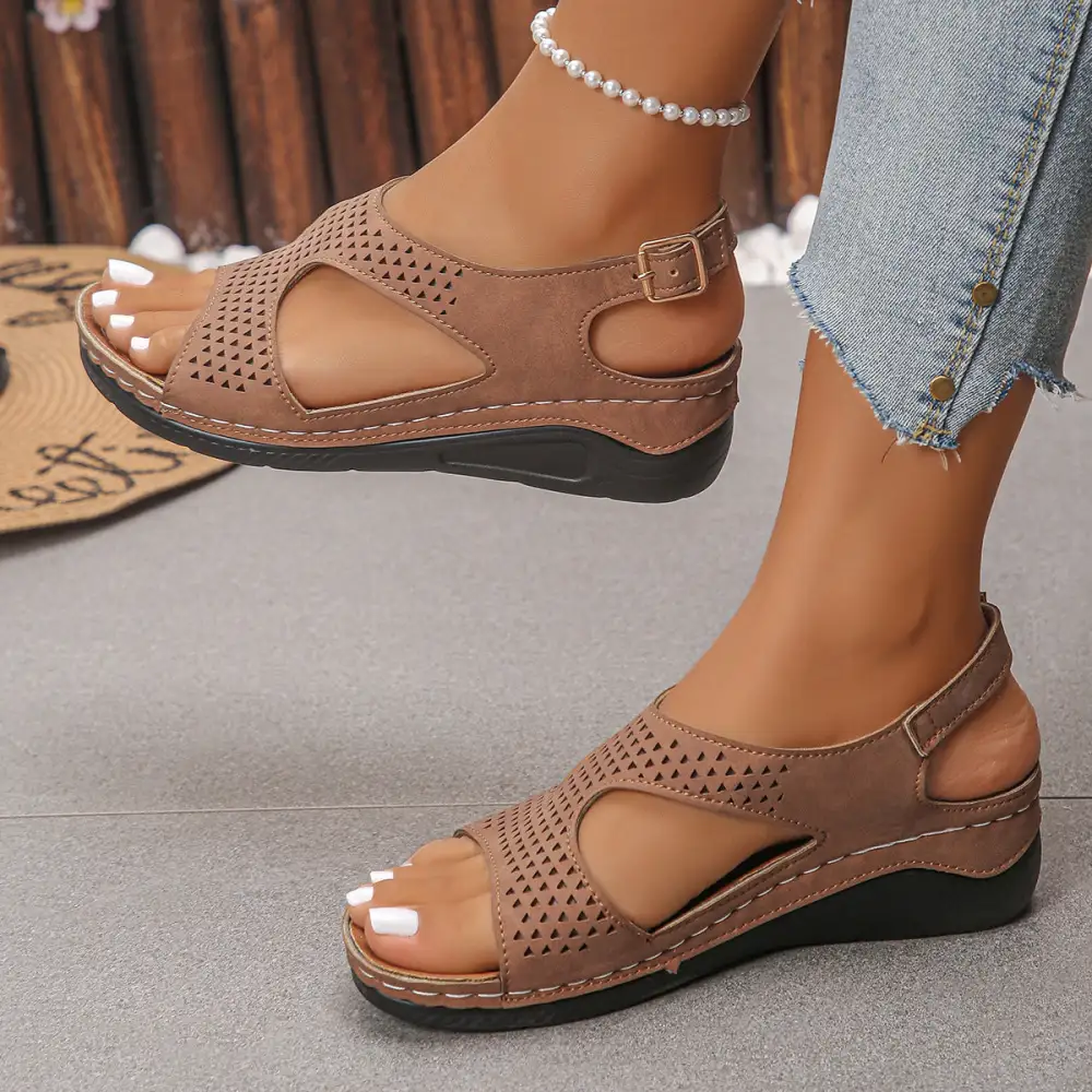 Cutout Wedge Sandals