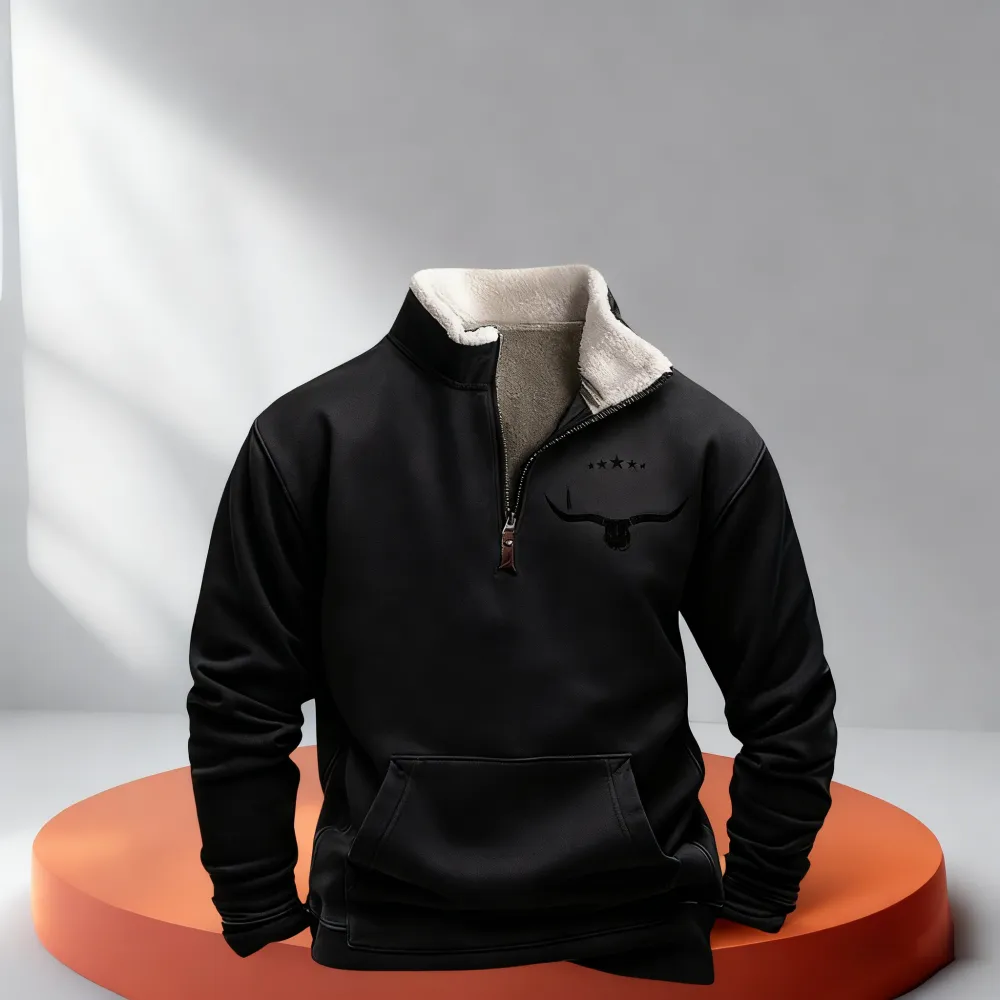 Mens Vintage Pullover 1/4 Zip Up Sweatshirt