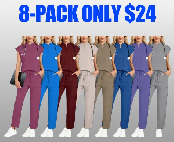 Women's V-Neck Workwear – Short Sleeve & Sleeveless Options with Inner Lining