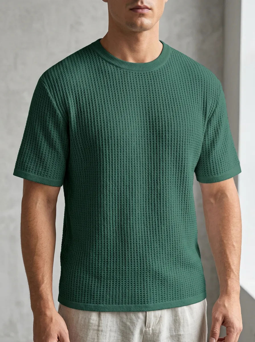 Men's Relaxed Clean-Line Waffle Knit T-Shirt