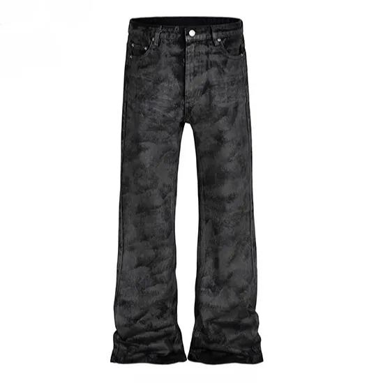High-Street Dark Glitter Flared Denim