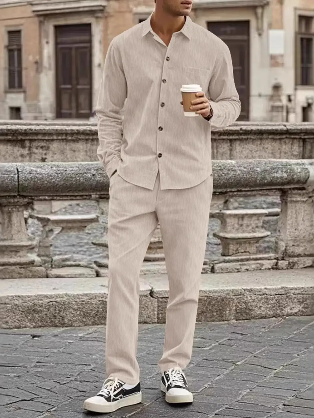 Men's Full Size Button Up Long Sleeve Shirt