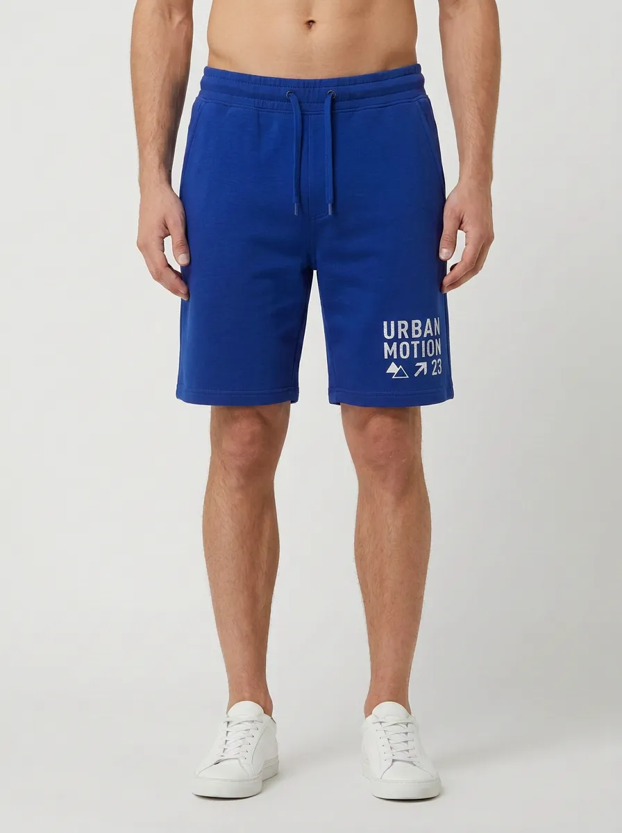 Men's Geometric Elastic-Waist Printed Sweat Shorts
