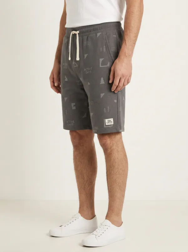 Men's Geometric Running Tree Graphic Drawstring Printed Sweat Shorts