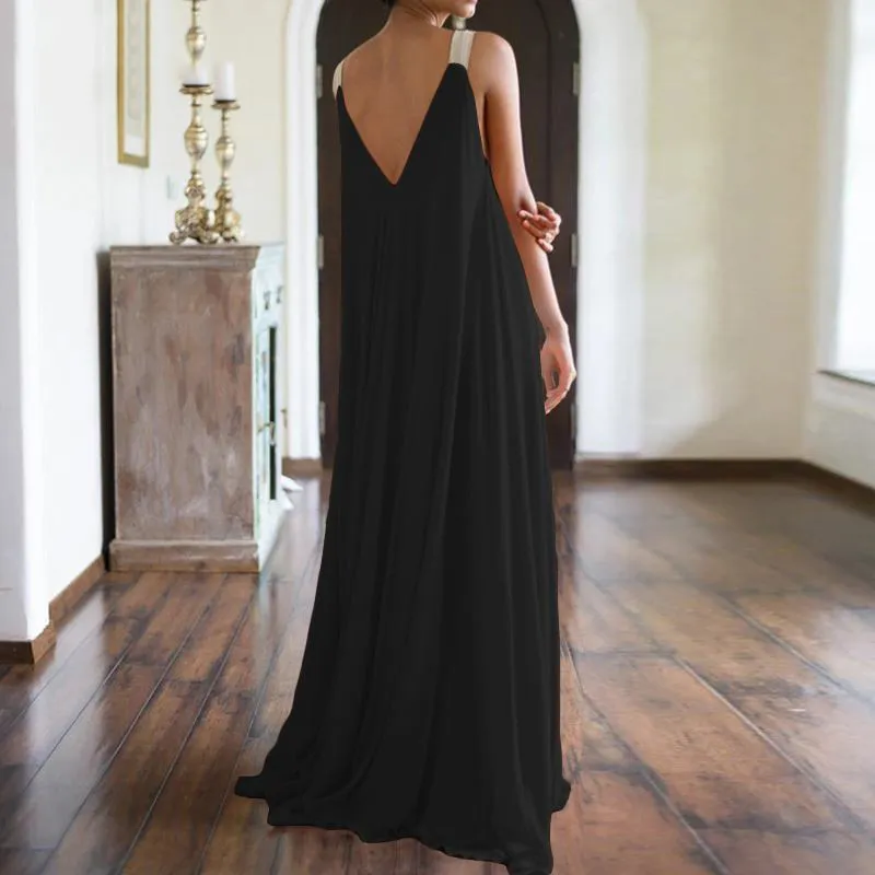Summer Orange V-neck Long Dress Bohemian Plus Size Dresses