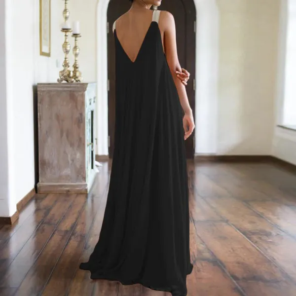 Summer Orange V-neck Long Dress Bohemian Plus Size Dresses