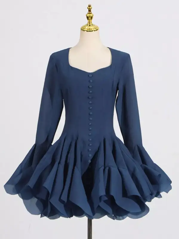 Ruffled Flare Sleeve Mini Dress