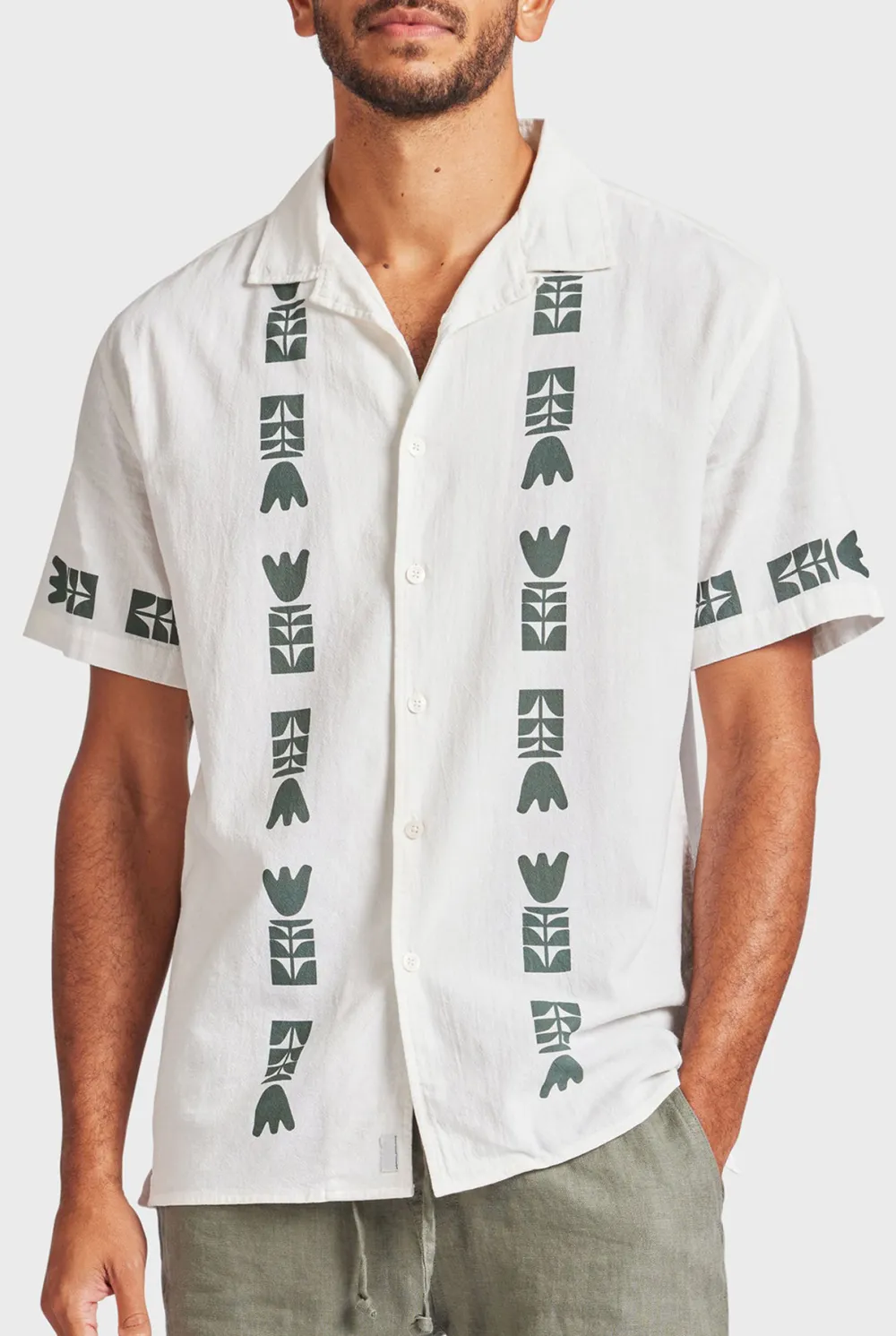 Kemp Short Sleeve Shirt- Navy/white