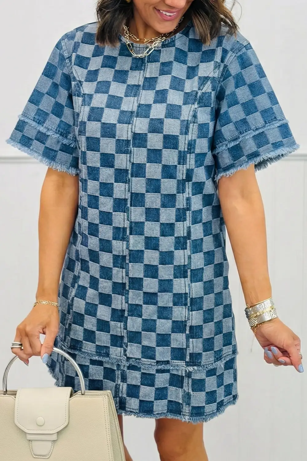 Plaid Denim Mini Dress