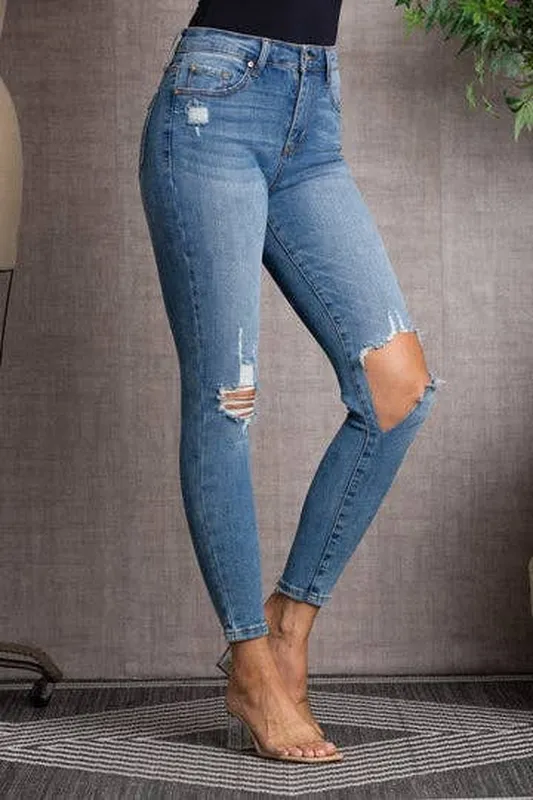 High Rise Ripped Skinny Jeans