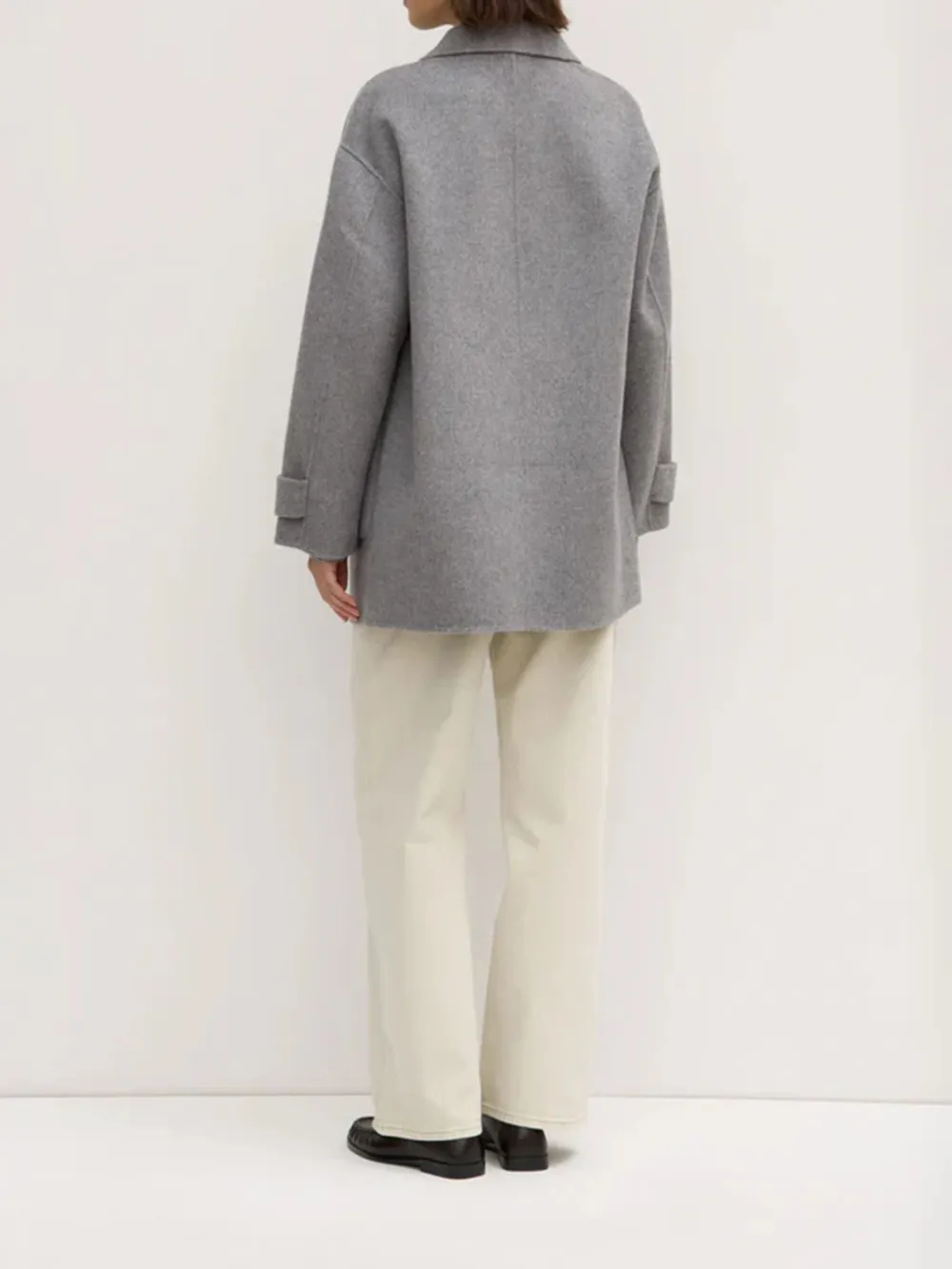 Casual Style Wool Coat Grey Marle