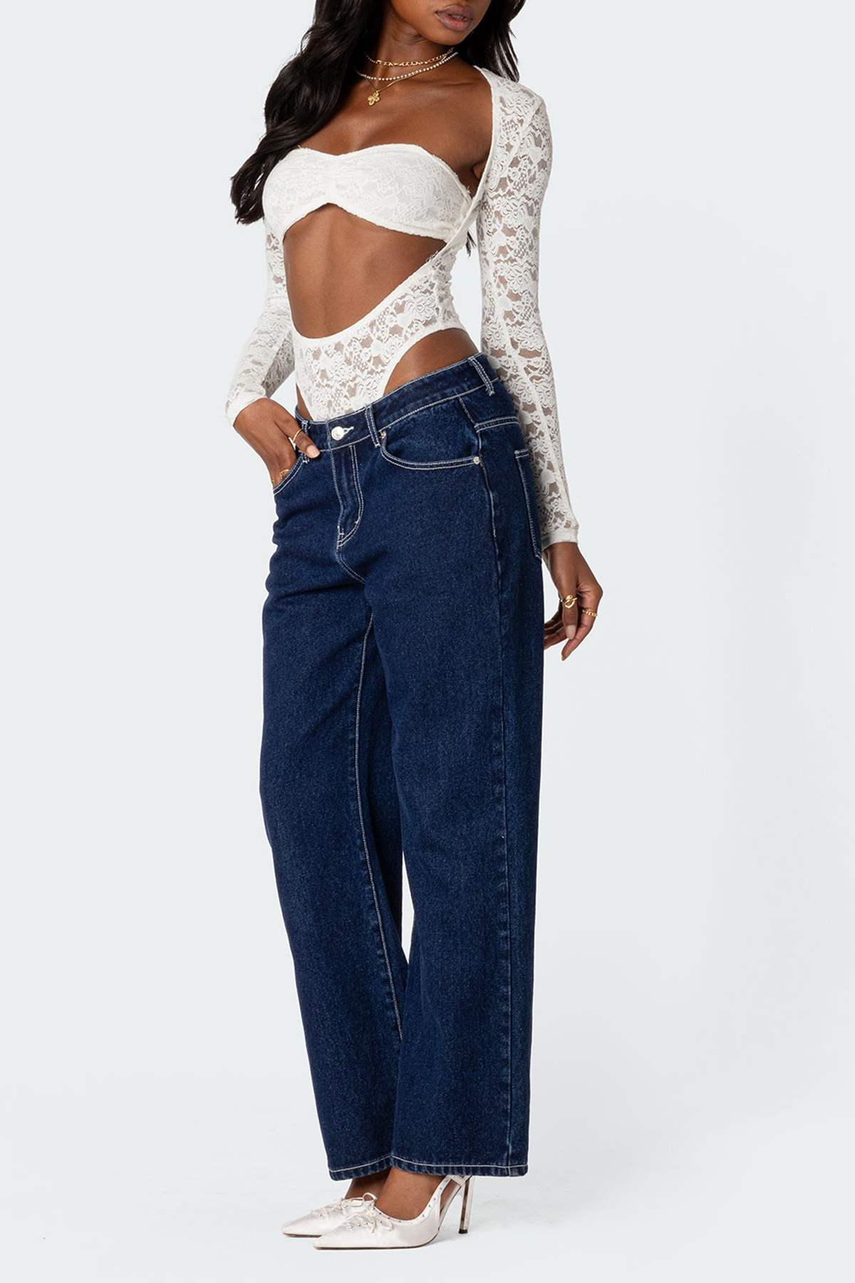 Two Piece Sheer Lace Bodysuit