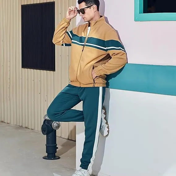 Leading The Better Life Men'S Sweat Suit 2 Piece Outfit Casual Contrast Sports Jogging Tracksuits Set