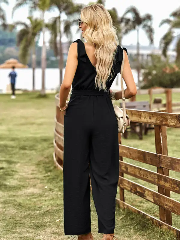 Woven Commuting Waist Slimming Sleeveless Jumpsuit