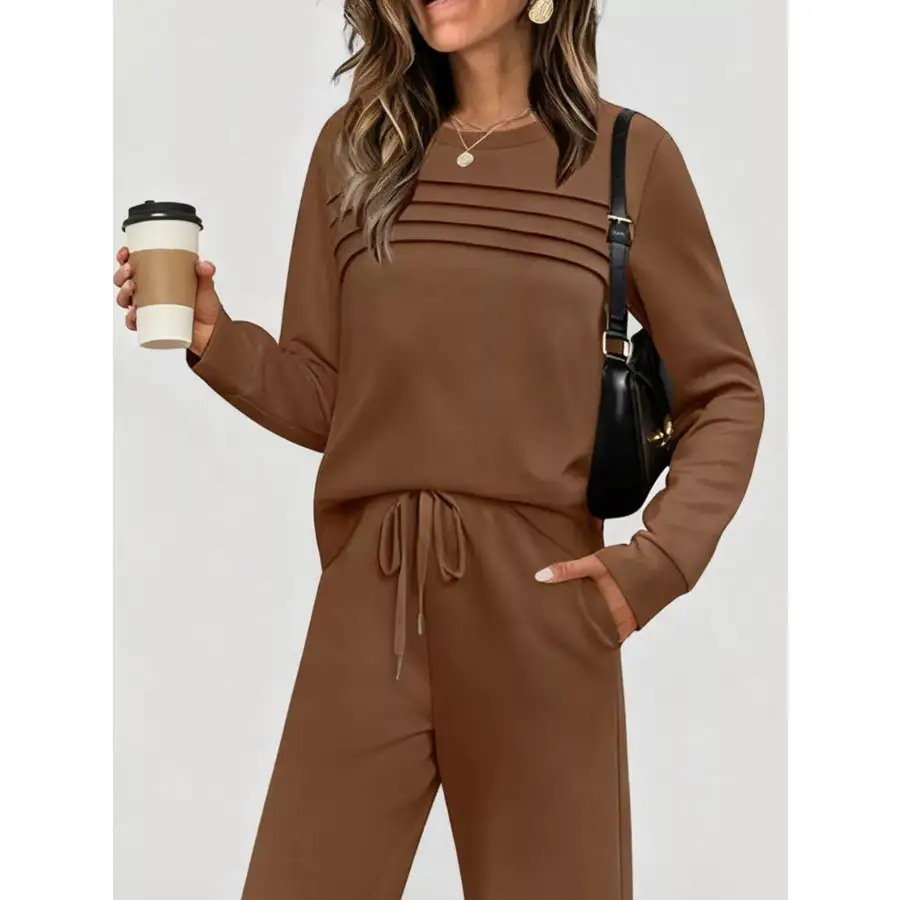 Casual Long Sleeve Top and Pants Set