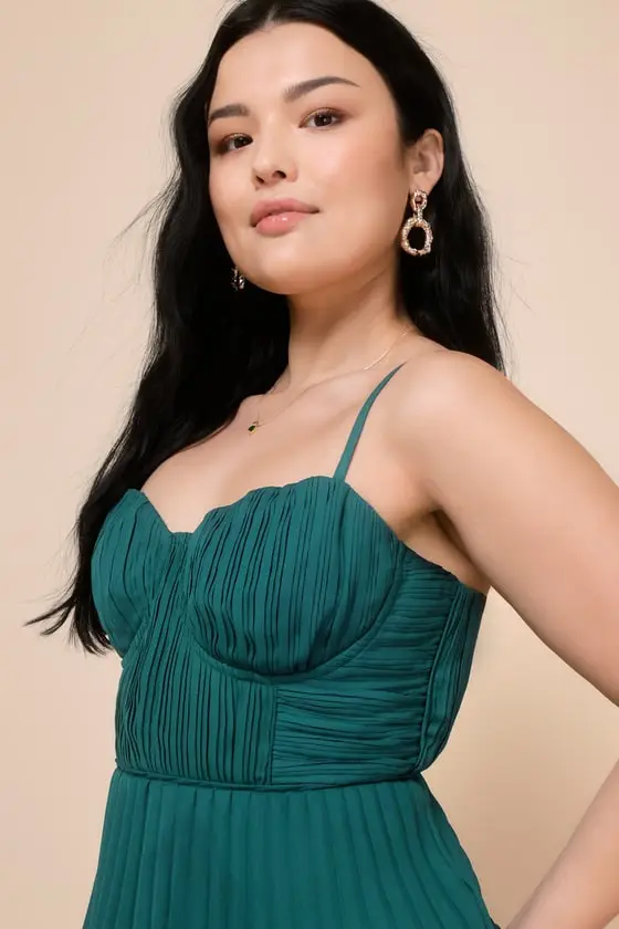 Cascading Crush Light Blue Tiered Bustier Midi Dress