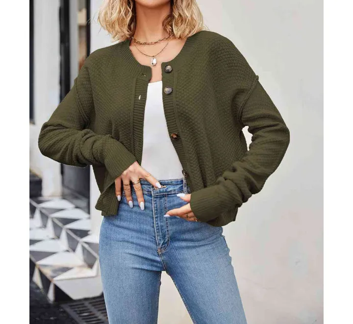 Button Down Exposed Seam Cardigan