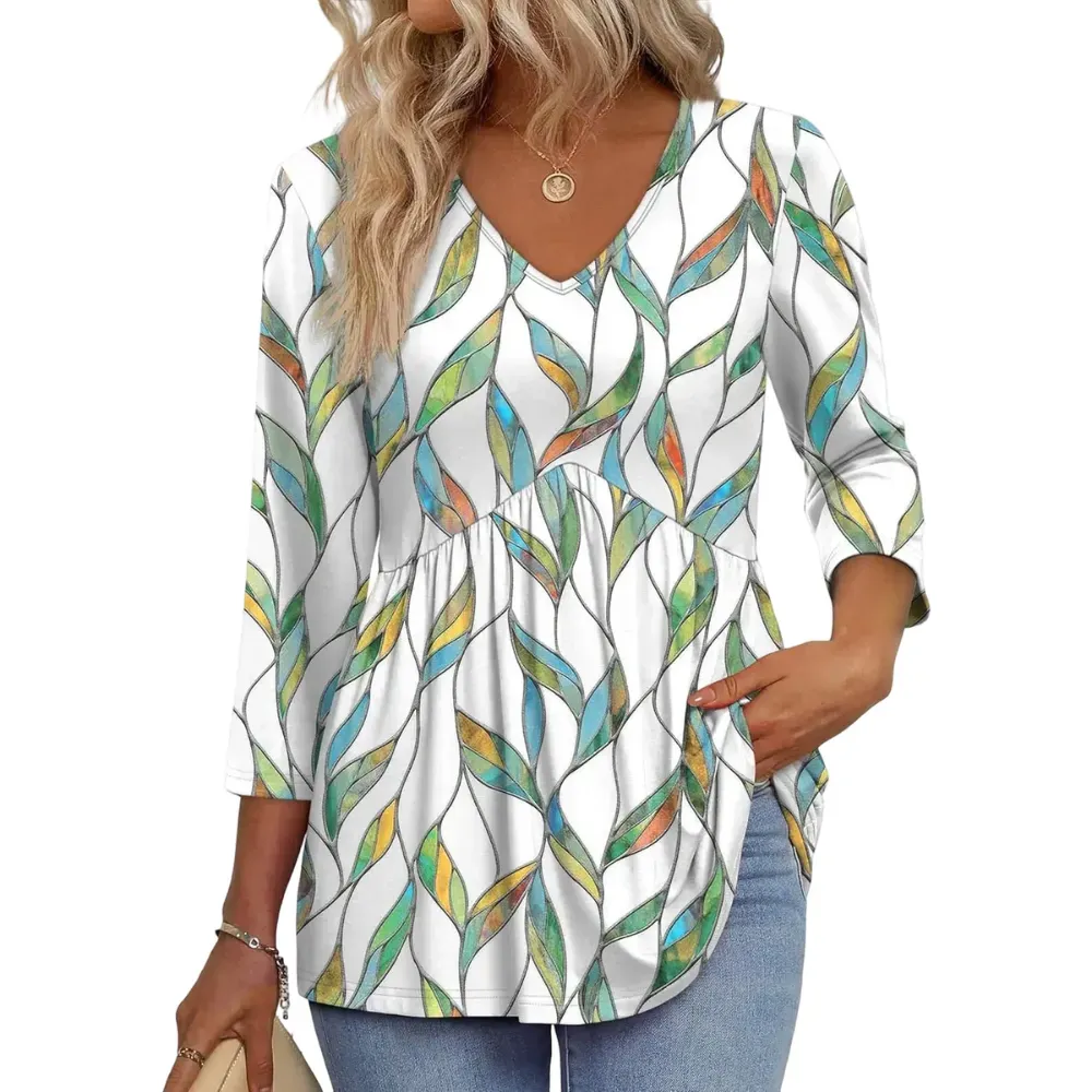 Women's Sleeve V-Neck Blouse