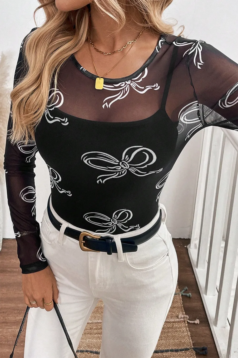 Mesh Long Sleeve Top