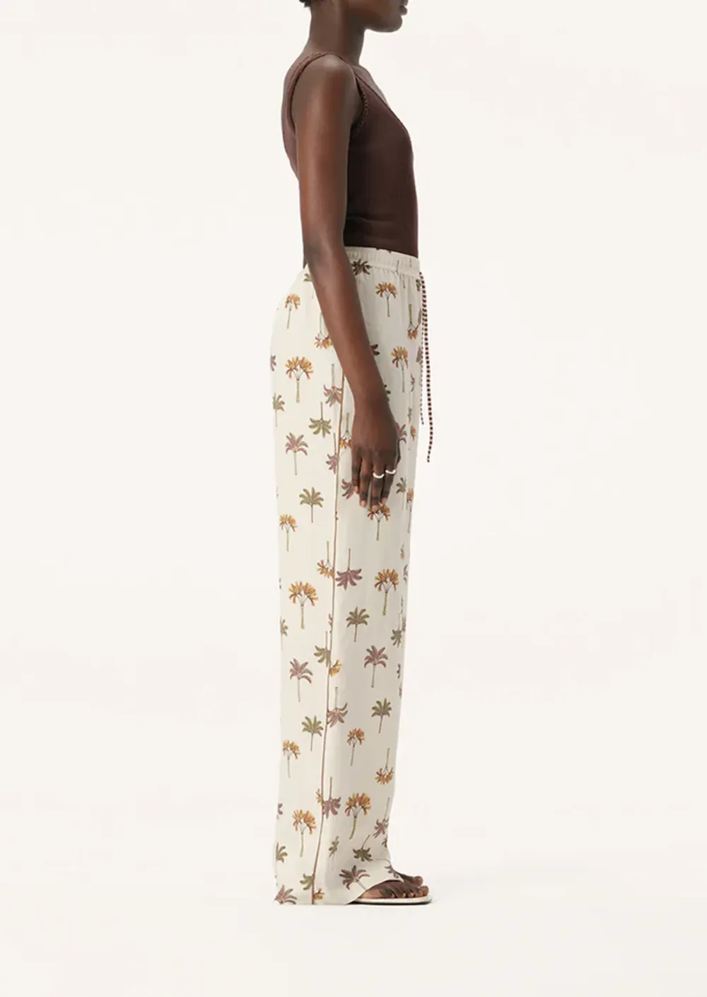 PLANT PRINTED WIDE LEG PANTS
