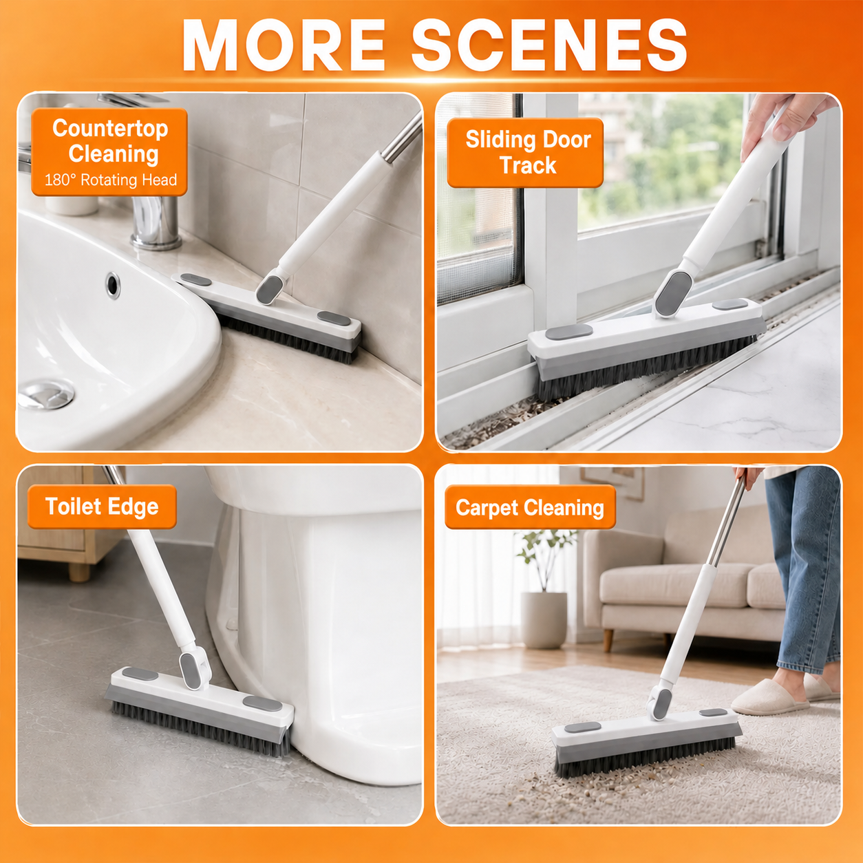 360-Degree Rotating Gap Cleaning Brush - Extendable Adjustable Floor & Track Cleaner - Multiple Cleaning Scenes