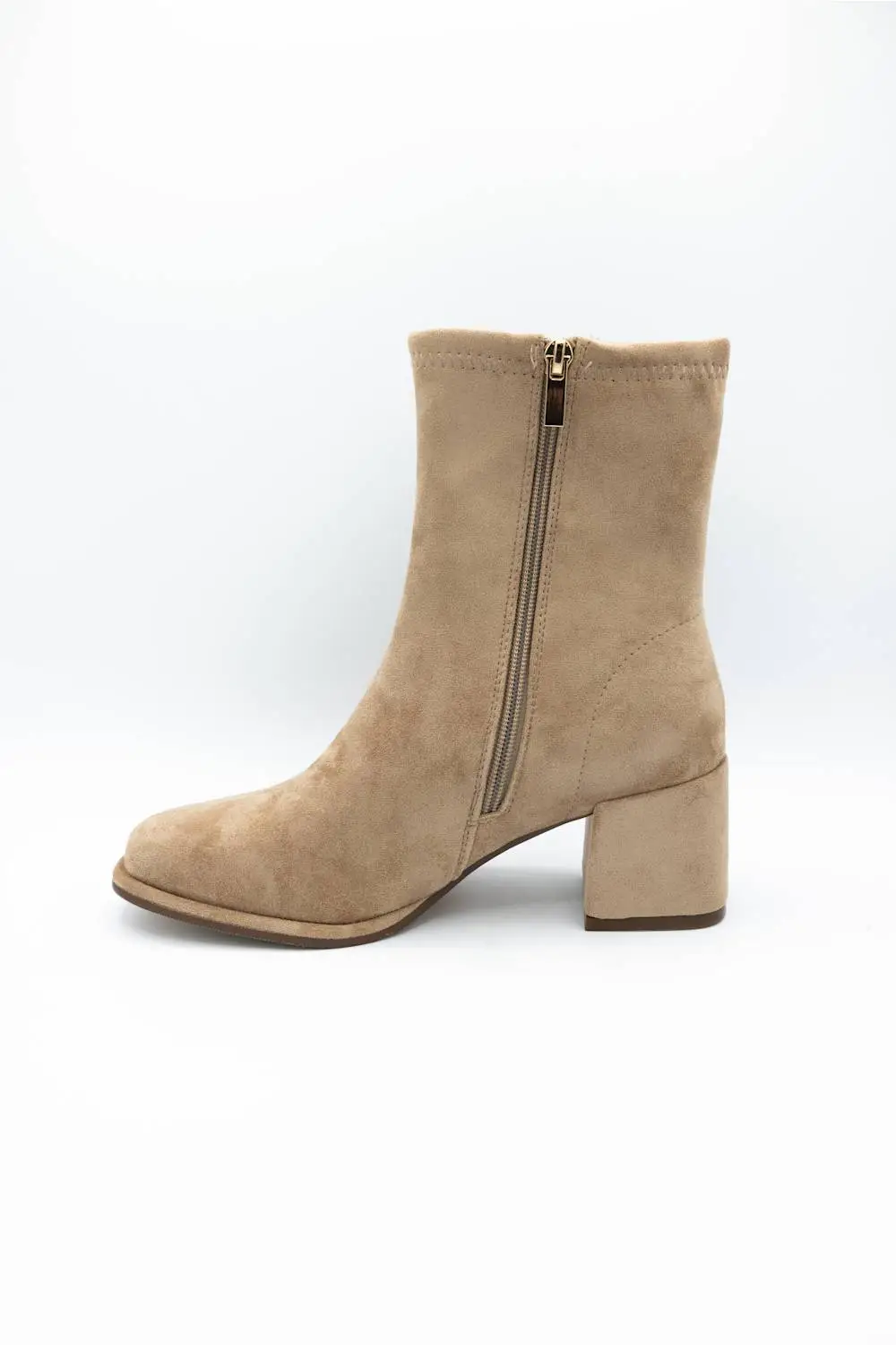 Modern Suede Zip Entry Ankle Bootie