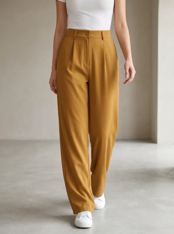 Women's High-Waisted Pleated Wide-Leg Casual Pants