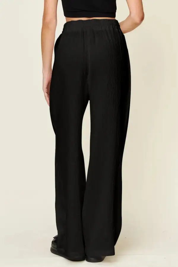 Tailored Wide Leg Drawstring Pants