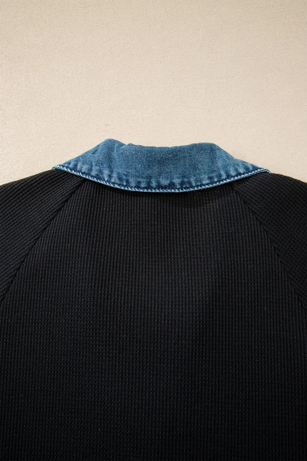 Structured Shape Patchwork Denim Knit Sweater Dress
