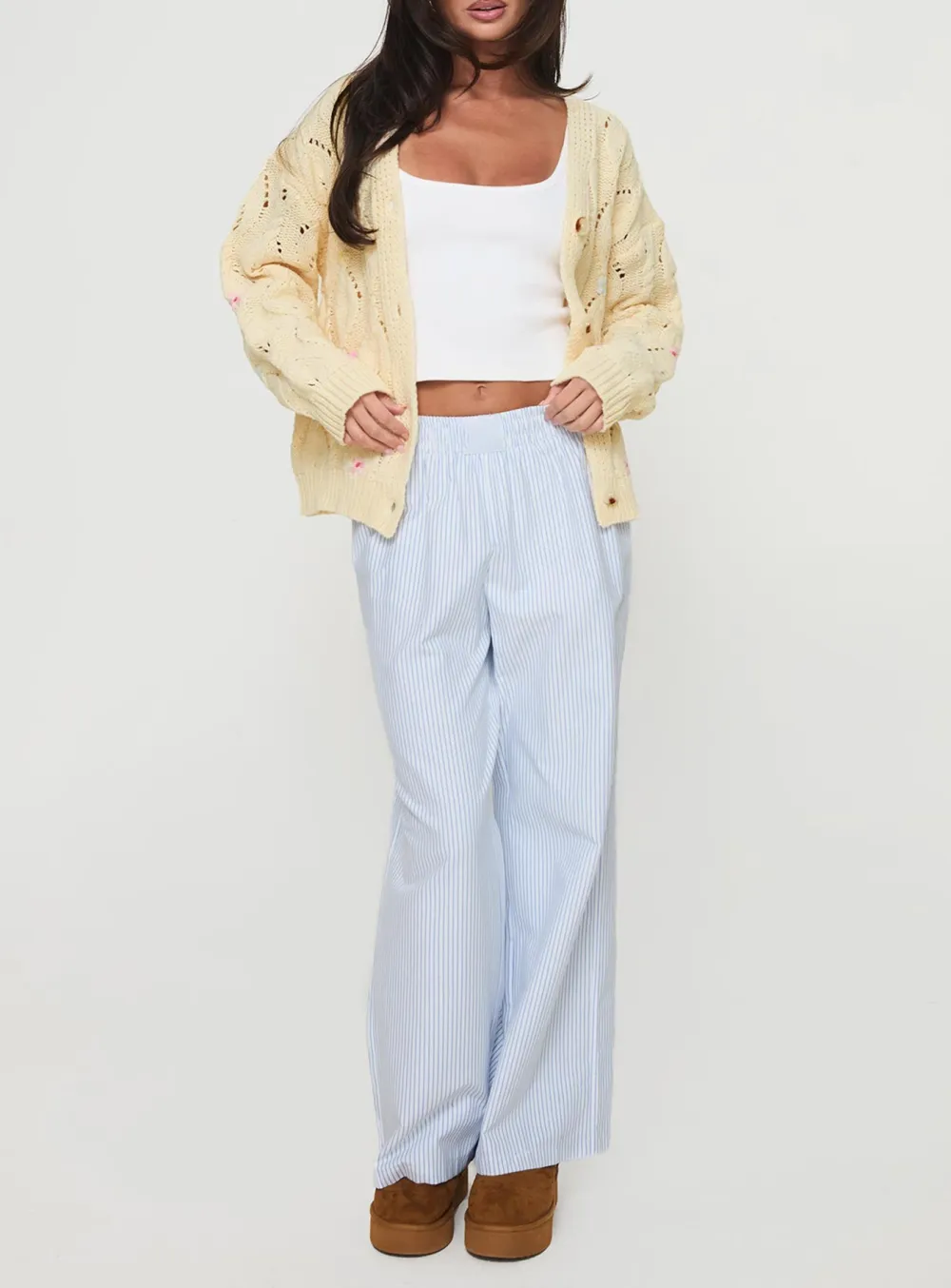 Floral Print Cardigan Cream