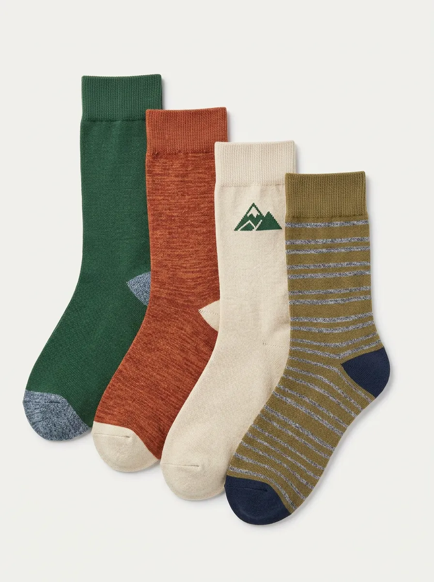Striped Nature Men's Four-Pair Long Socks