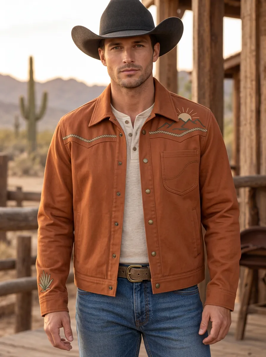 Men's Western Cowboy Desert Sun Mountain Jacket