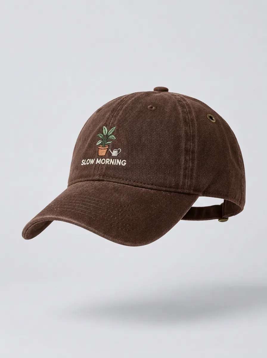 Plant-Lover Slow-Morning Printed Potted-Plant Unisex Baseball Cap