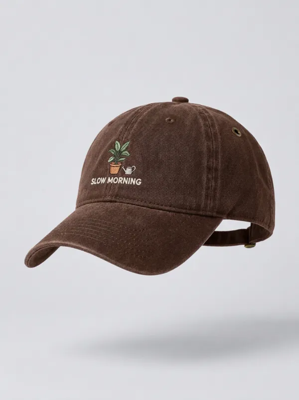 Plant-Lover Slow-Morning Printed Potted-Plant Unisex Baseball Cap