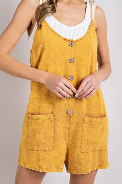 Washed Button Romper